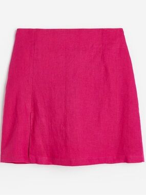 H&M Bright Pink Linen Mini Skirt. Size: 4